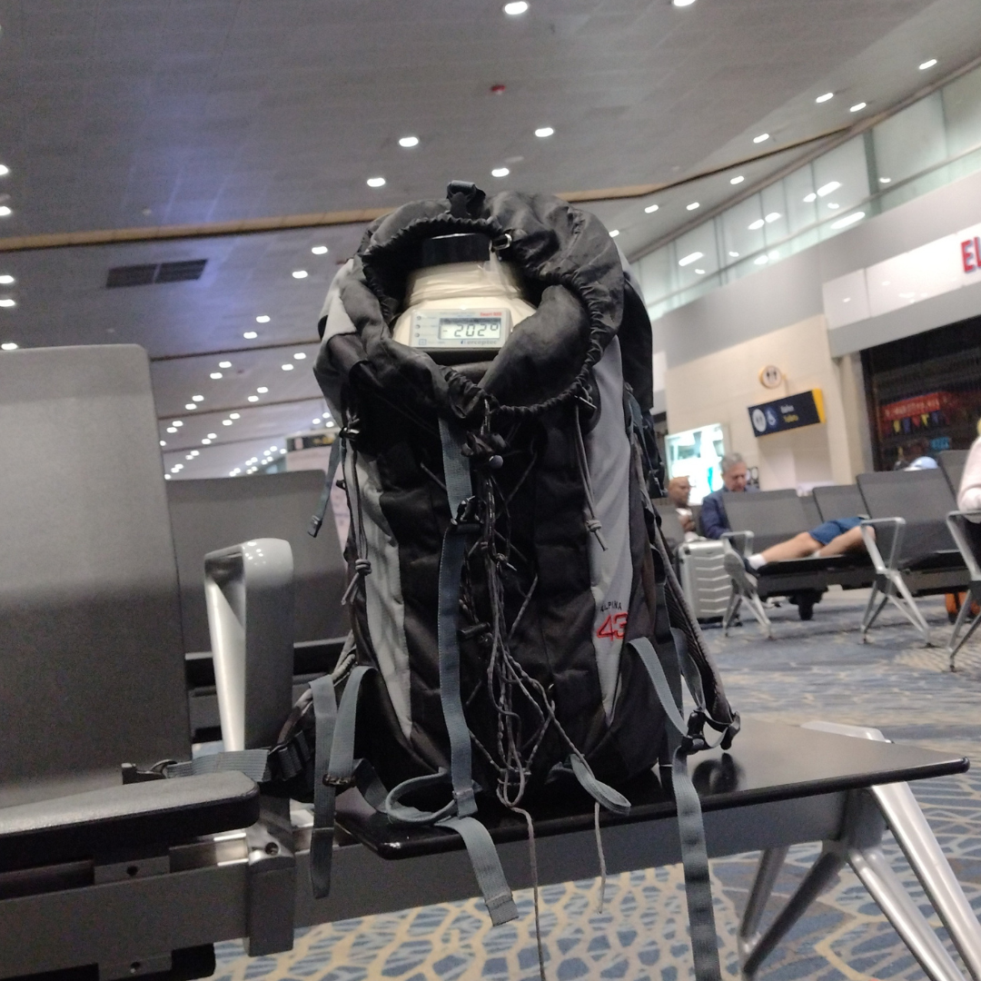 Dewar flask inside a closed cover as it is safely transported.