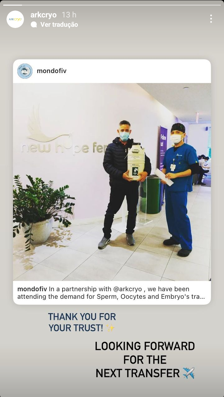 Successful IVF treatment client sharing her testimony about our company's safety and care in transporting embryos.