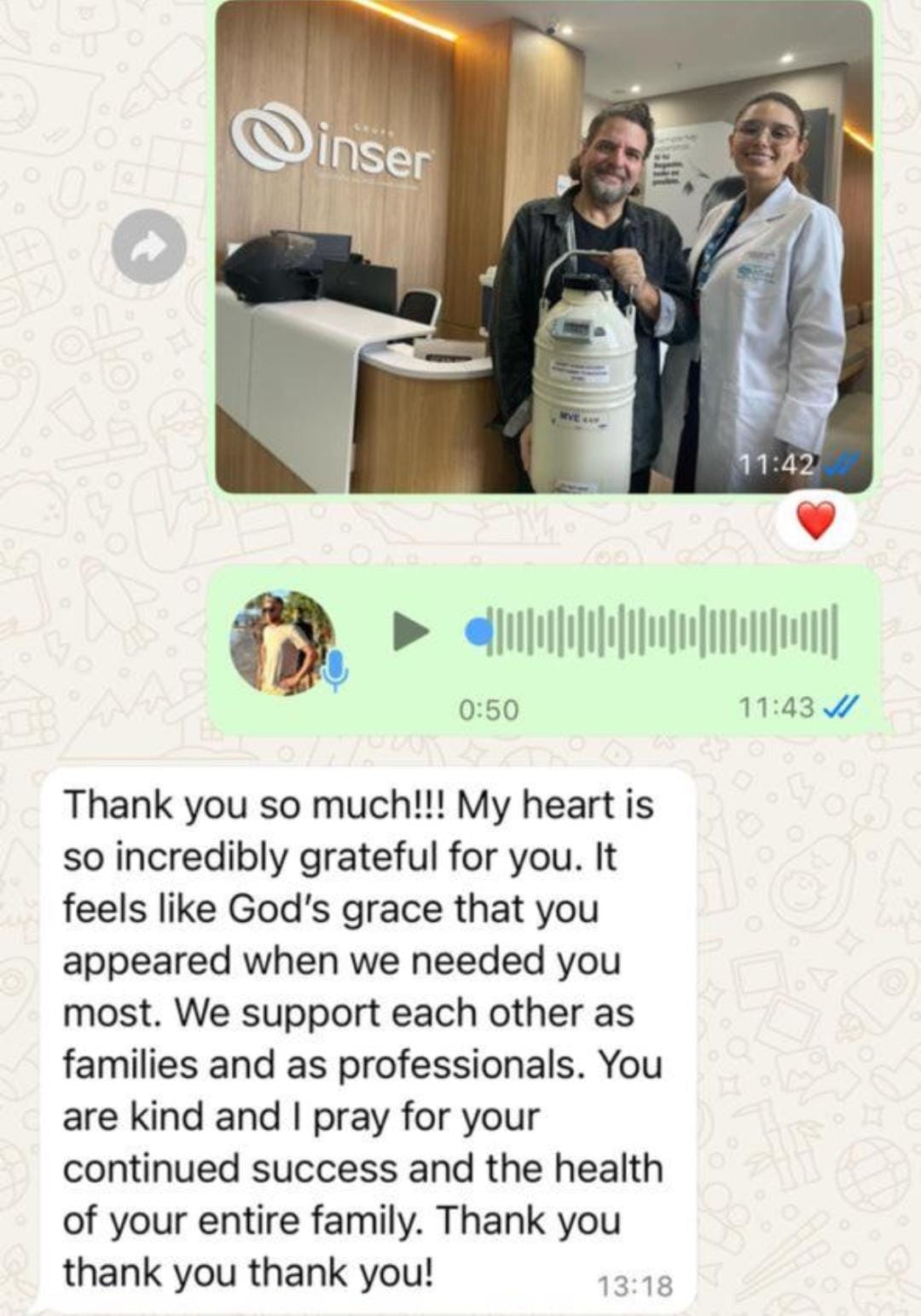 Successful IVF treatment client sharing her testimony about our company's safety and care in transporting embryos.